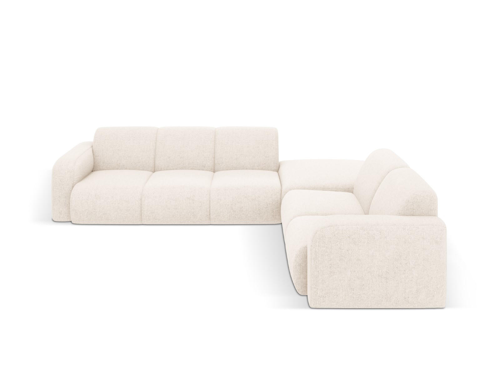 ECKSOFA rechts Molino aus Chenille-Stoff leichtes beige 6 Sitzplätze - Creme, Textil (250/315cm) - Micadoni
