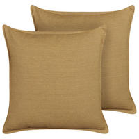 DEKOKISSEN 2er-Set Senfgelb 45/45 cm Subulata - Dunkelgelb, Naturmaterialien/Textil (45/45cm) - Beliani