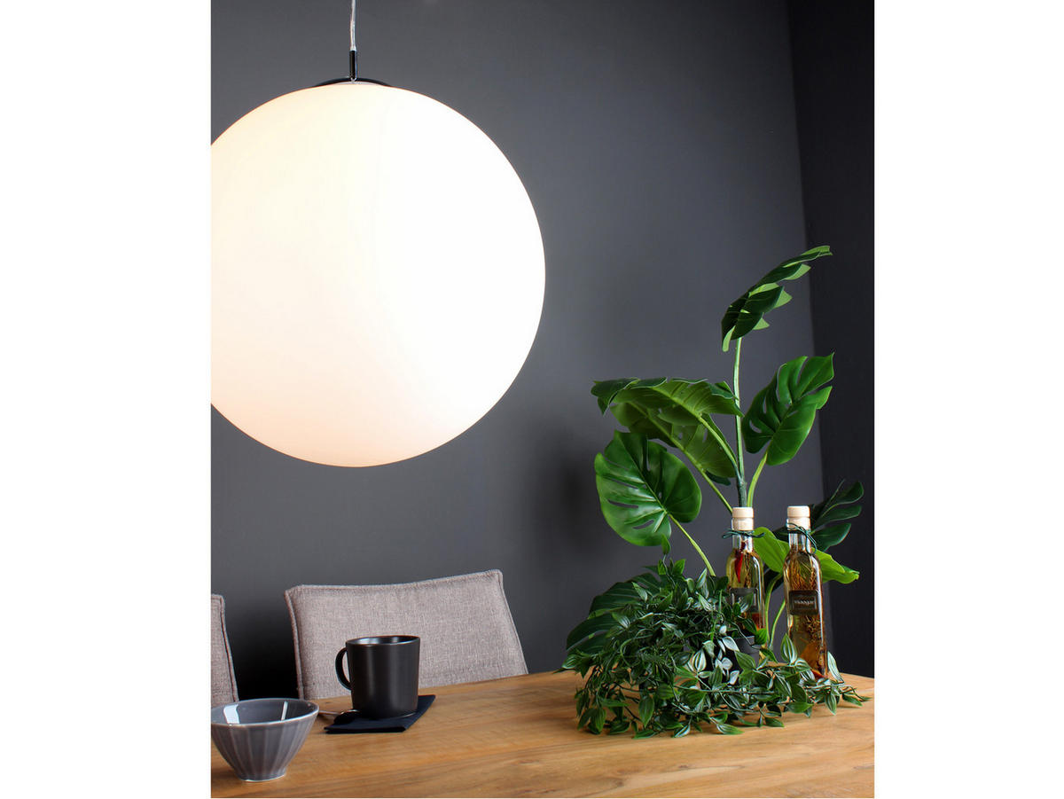 LED-PENDELLEUCHTE Glaskugel Lampenschirm, Ø35cm - Silberfarben/Weiß, Glas/Metall (41/35/100cm) - meineWunschleuchte