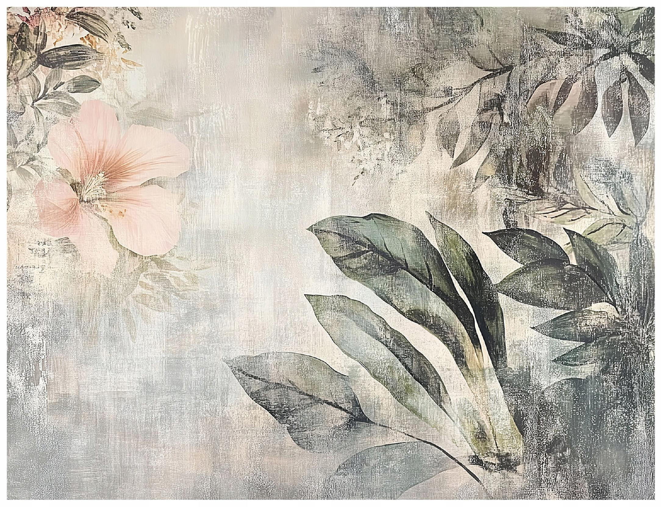 FOTOTAPETE Blätter Vintage Beton Wohnzimmer Tapete 350x250 - Multicolor, Papier (350/250cm) - Wallarena