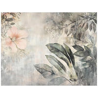 FOTOTAPETE Blätter Vintage Beton Wohnzimmer Tapete 350x250 - Multicolor, Papier (350/250cm) - Wallarena