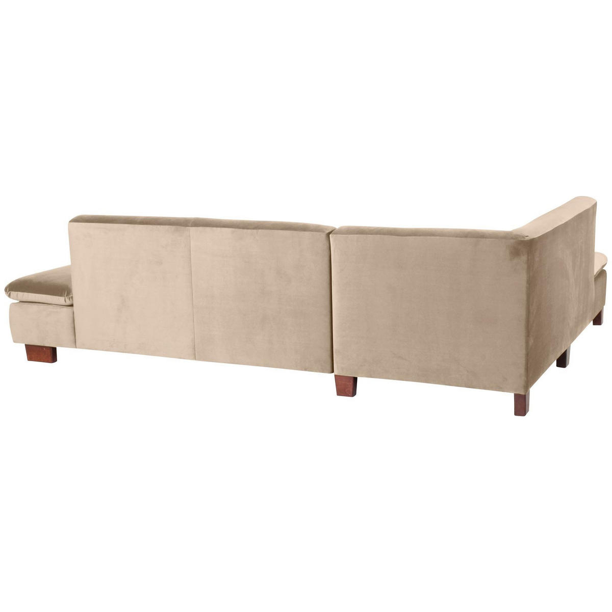 ECKSOFA mit Ottomane links Kaye Bezug Samtvelours Buche nussbaum dunkel / sand - Sandfarben, Kunststoff (190/270cm) - 58aufmkessel