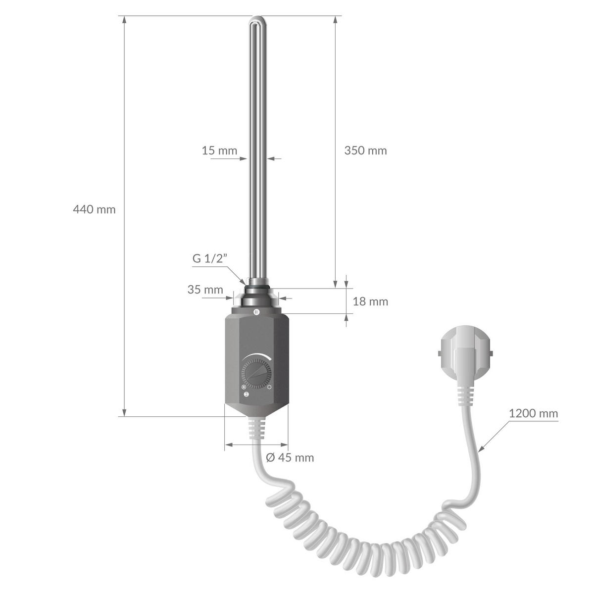 BADHEIZKÖRPER elektrisch Sahara 600x1200 mm Anthrazit gerade mit Heizstab 900W - Anthrazit, Metall (3/120/60cm) - LuxeBath