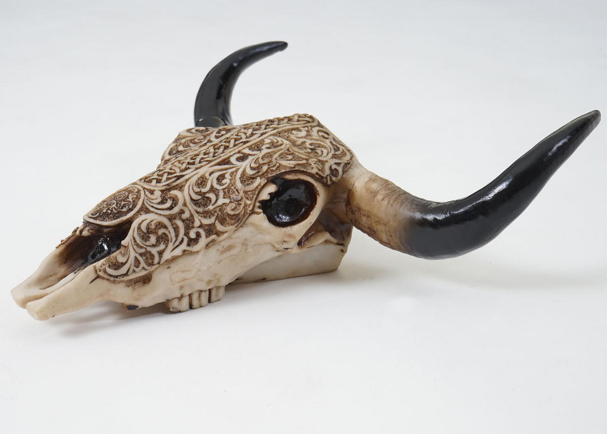 DEKO SCHÄDEL LONGHORN Beige - Beige, Stein (29/31/10cm) - MCW