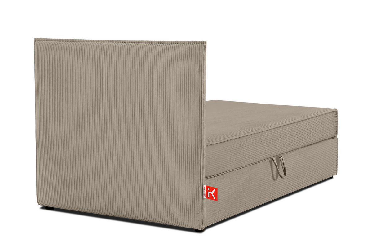 BOXSPRINGBETT ROTI Einzelbett, beige - Beige/Schwarz, Holz/Holzwerkstoff (80/200cm) - KONSIMO®