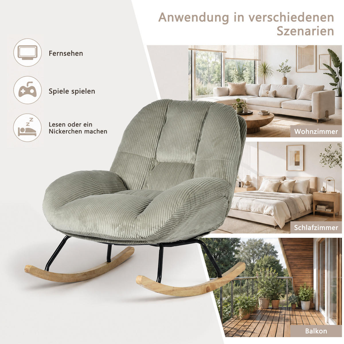 SESSEL, höhenverstellbar, drehbar, mit Neigefunktion, Cordbezug, Grau - Grau, Textil (79/84/111cm) - Meubles Cosy