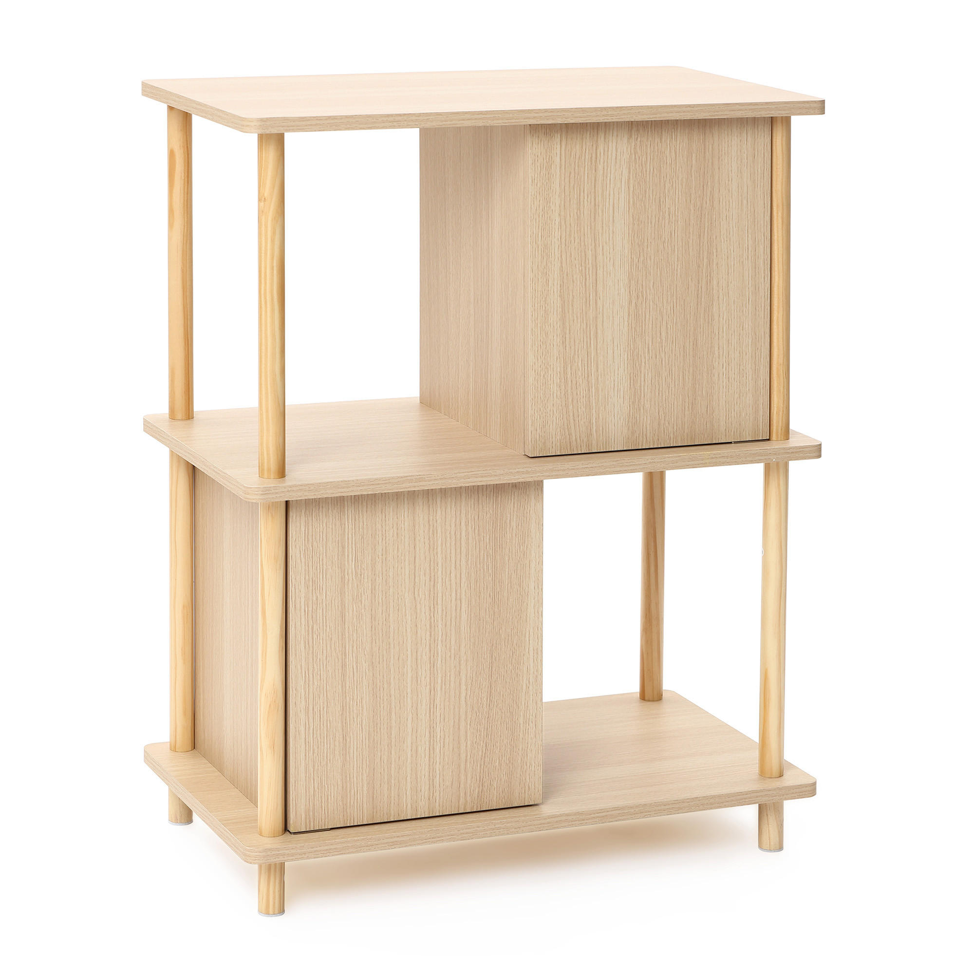 BÜCHERREGAL mit Stauraum und 2 Ablagen - Alteiche, Holz (35/77.5/60cm)