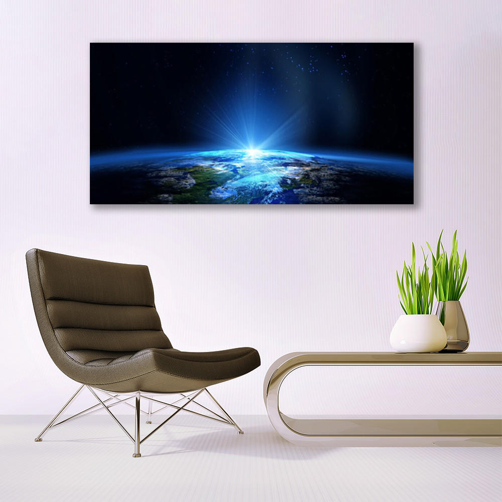LEINWANDBILD 140x70 cm Planetenhorizont - Blau/Schwarz, Textil (140/4cm) - TULUP