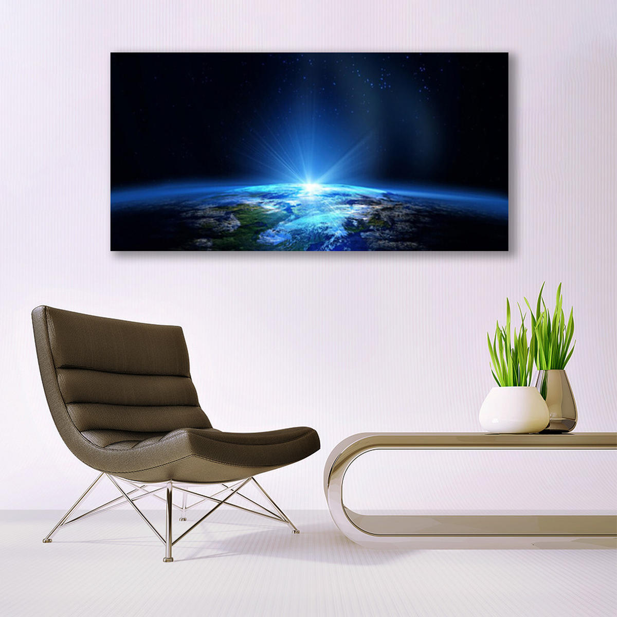 LEINWANDBILD 140x70 cm Planetenhorizont - Blau/Schwarz, Textil (140/4cm) - TULUP