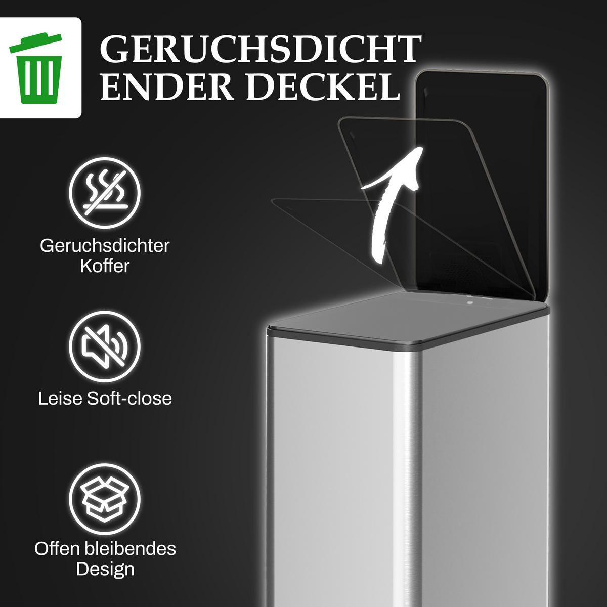 MÜLLEIMER 20L - Silberfarben, Metall (37.2/57/21.5cm) - HOMCOM