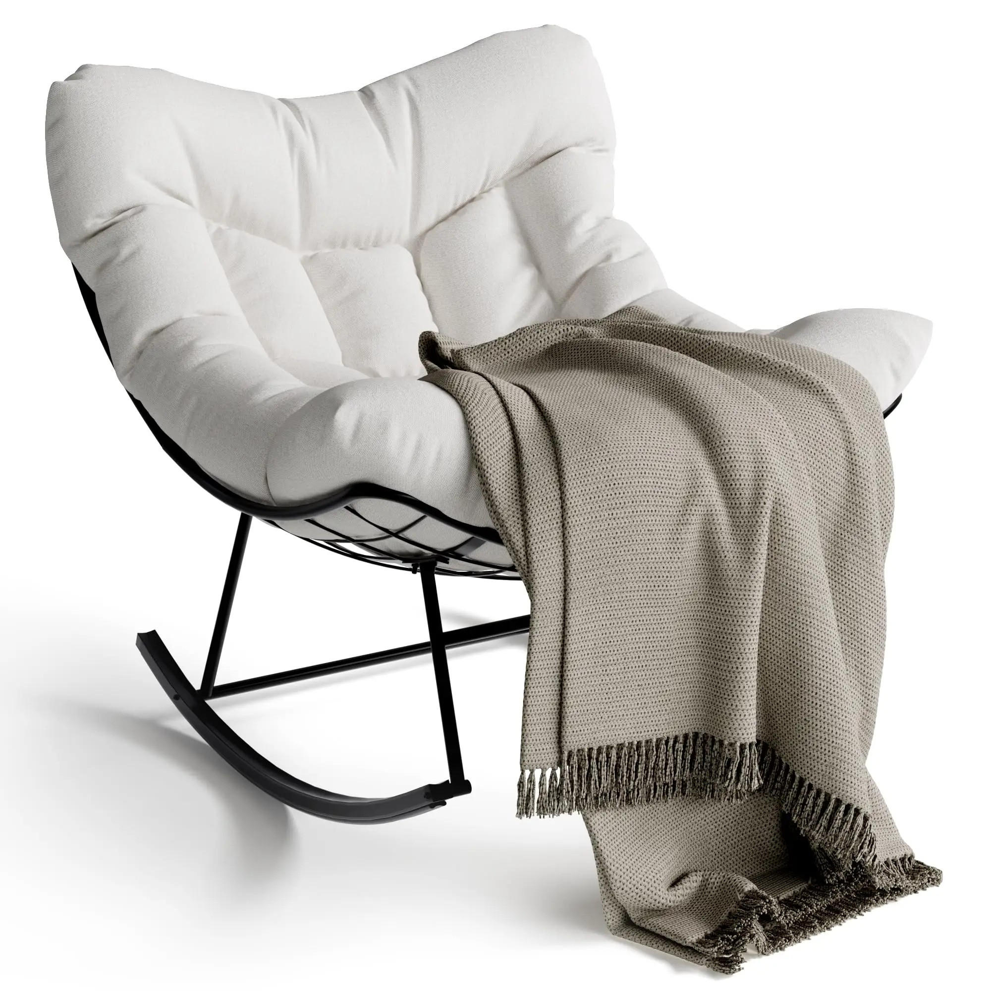 SCHAUKELSTUHL, Outdoor Papasan, mit Metallrahmen, Weiß - Weiß, Textil (71/82.8/89cm) - Kaket