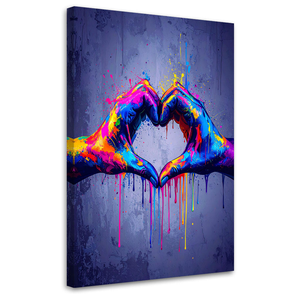 LEINWANDBILD Hände Liebe Straßenkunst Graffiti 80x120cm - Multicolor, Textil (80/120cm) - Feeby