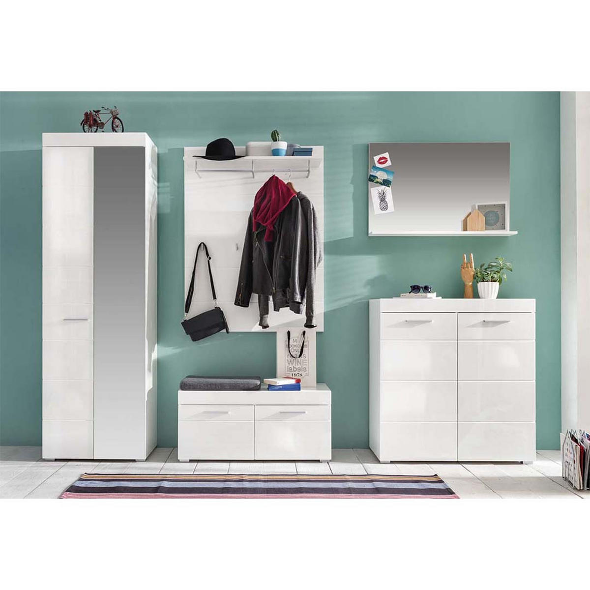 SCHUHSCHRANK weiß hochglanz - Weiß, Holzwerkstoff (91/97/38cm) - ebuy24