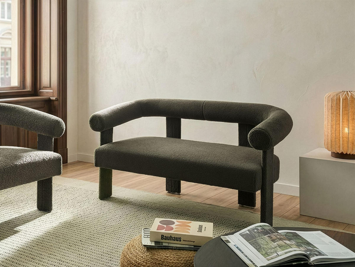 2-SITZER-SOFA Bouclé Dunkelgrün Ilbro - Grün, Textil (138/76/68cm) - Beliani