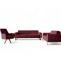 SOFASET Valerie 3-2 Und Drehsessel - Rot, Holzwerkstoff/Textil (228/79/90cm) - Fun Möbel