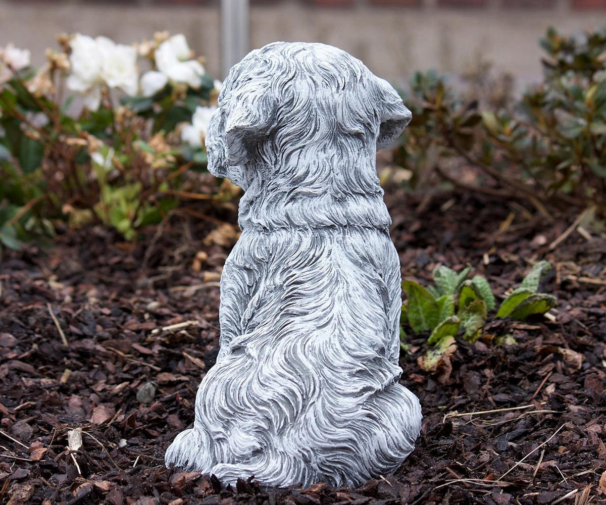 STEINFIGUR Malteser Hund, frostfest, massiv - Grau, Stein (15/25/18cm) - stoneandstyle