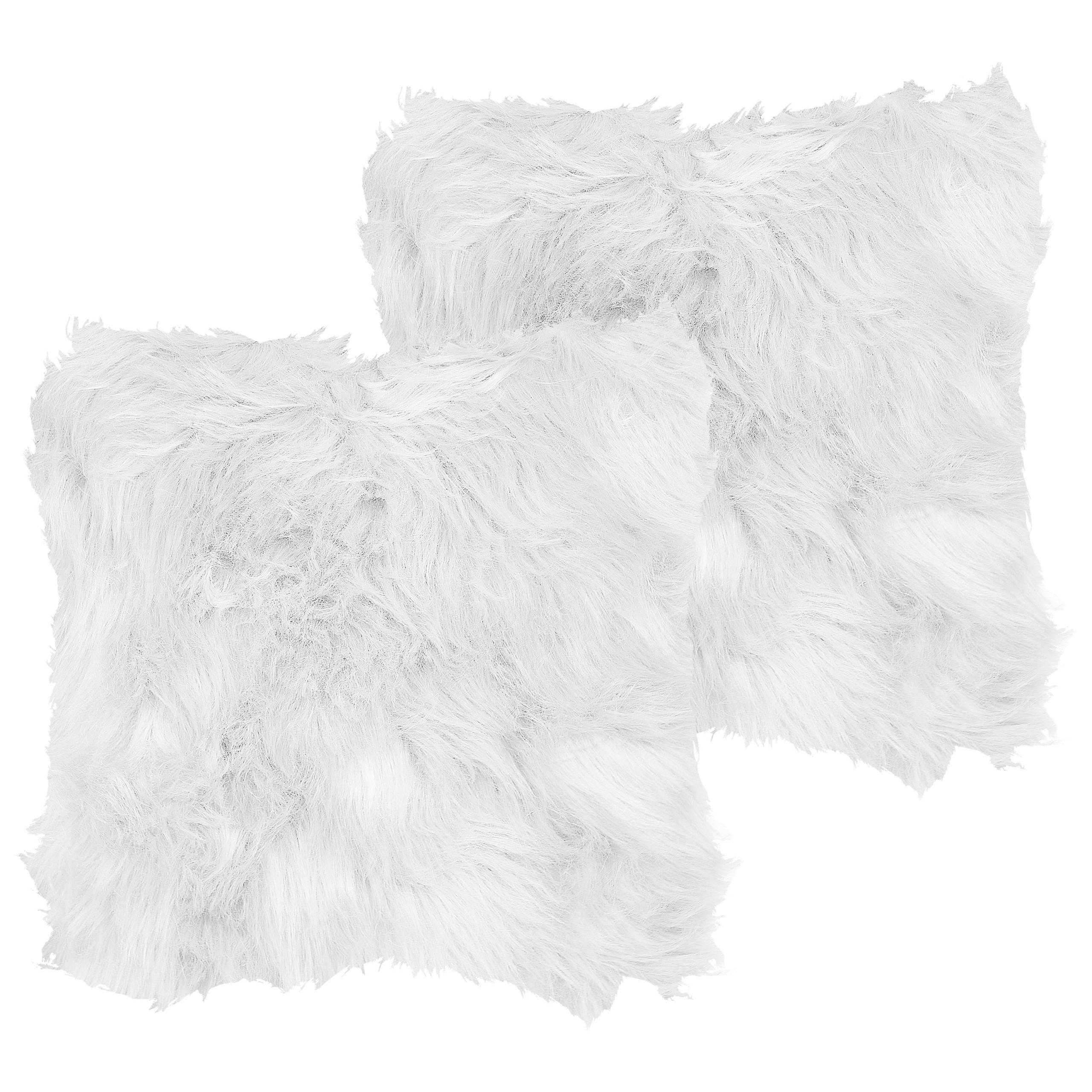 DEKOKISSEN 2er-Set Weiß 42/42 cm Lubha - Weiß, Textil (42/42cm) - Beliani