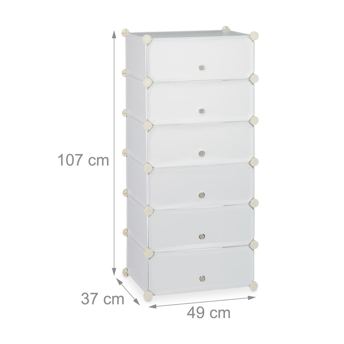 SCHUHSCHRANK - Weiß, Kunststoff/Metall (49/107/37cm) - Relaxdays