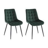 POLSTERSTUHL 2er-Set - Samt & schwarzes Metall - Grün - OLLUA - Grün, Textil (60/87/49.5cm) - Vente-Unique