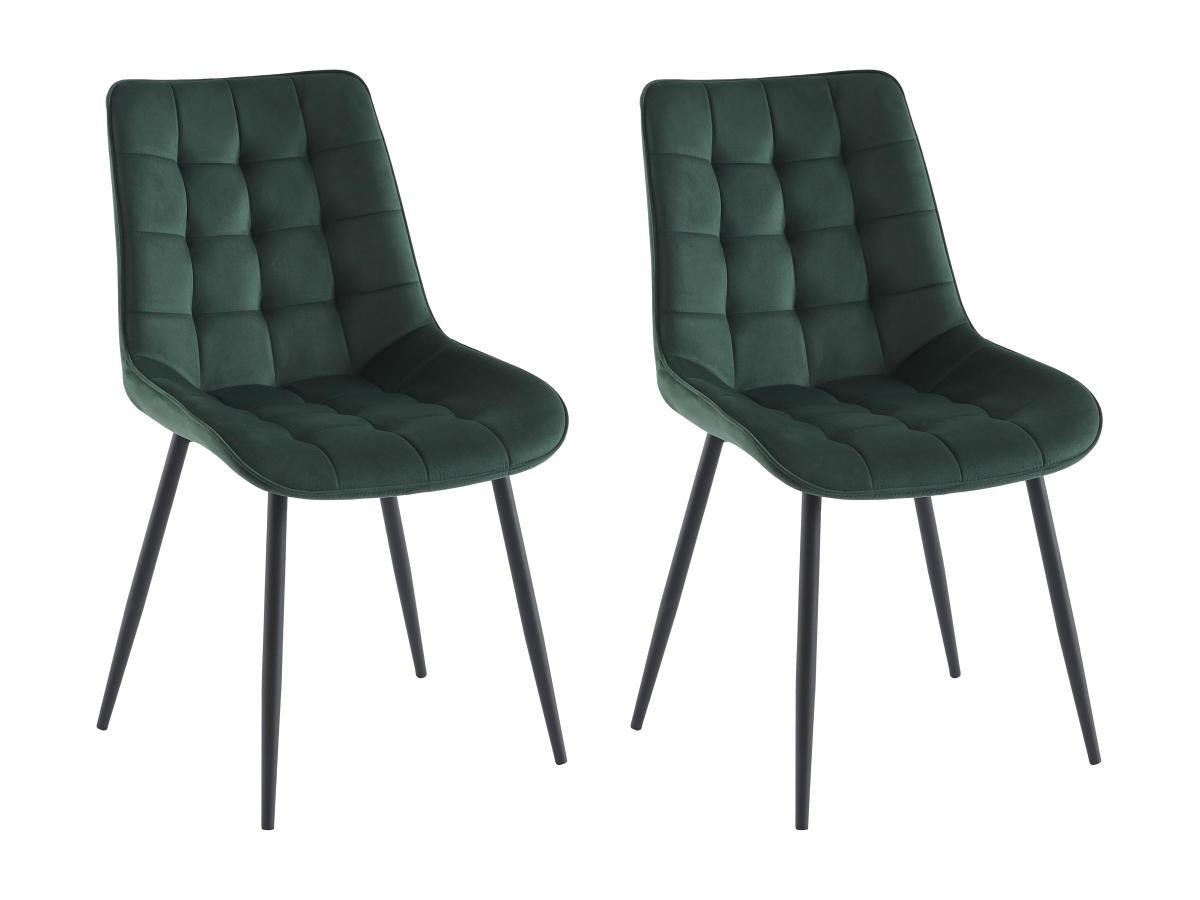 POLSTERSTUHL 2er-Set - Samt & schwarzes Metall - Grün - OLLUA - Grün, Textil (60/87/49.5cm) - Vente-Unique