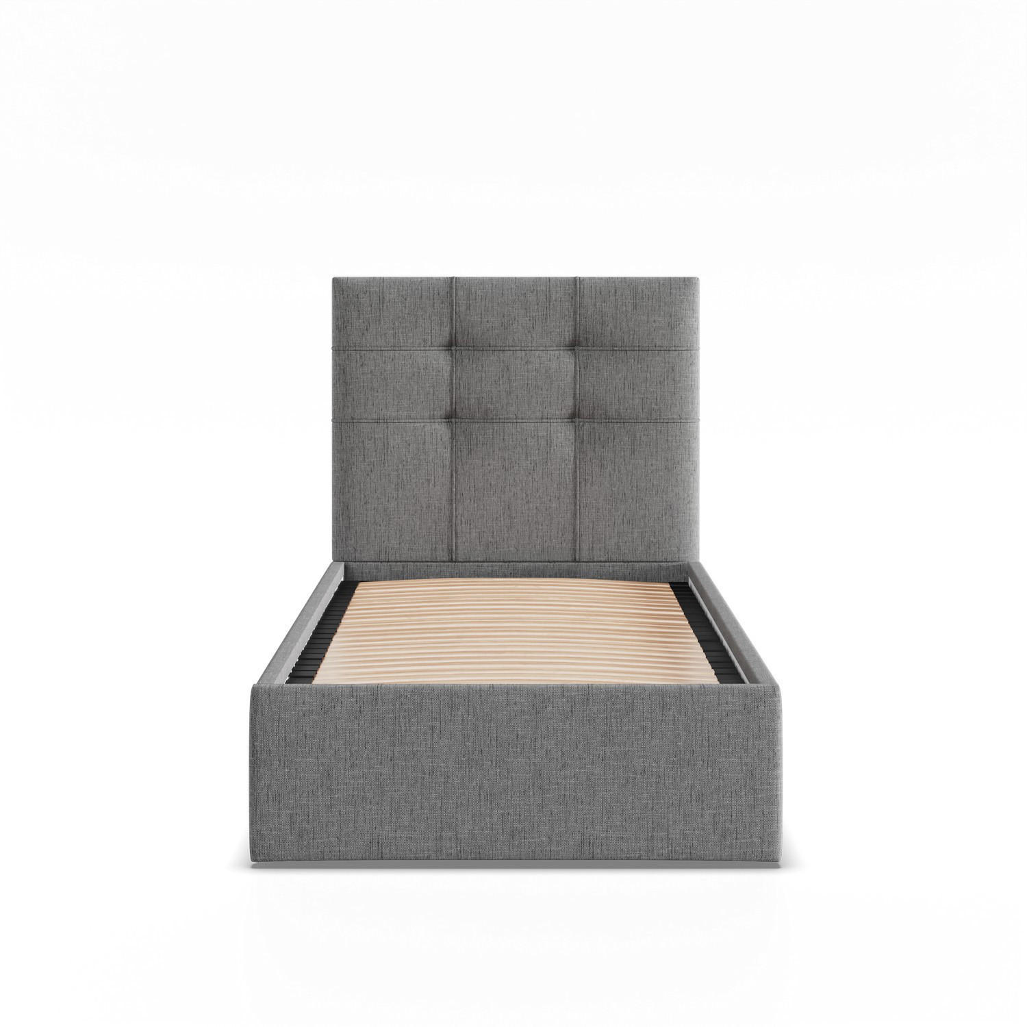 POLSTERBETT MIT KOPFTEIL 90x200 ohne Bettkasten SORIA, Grau - Dunkelgrau, Textil (90/200cm) - Mebligo