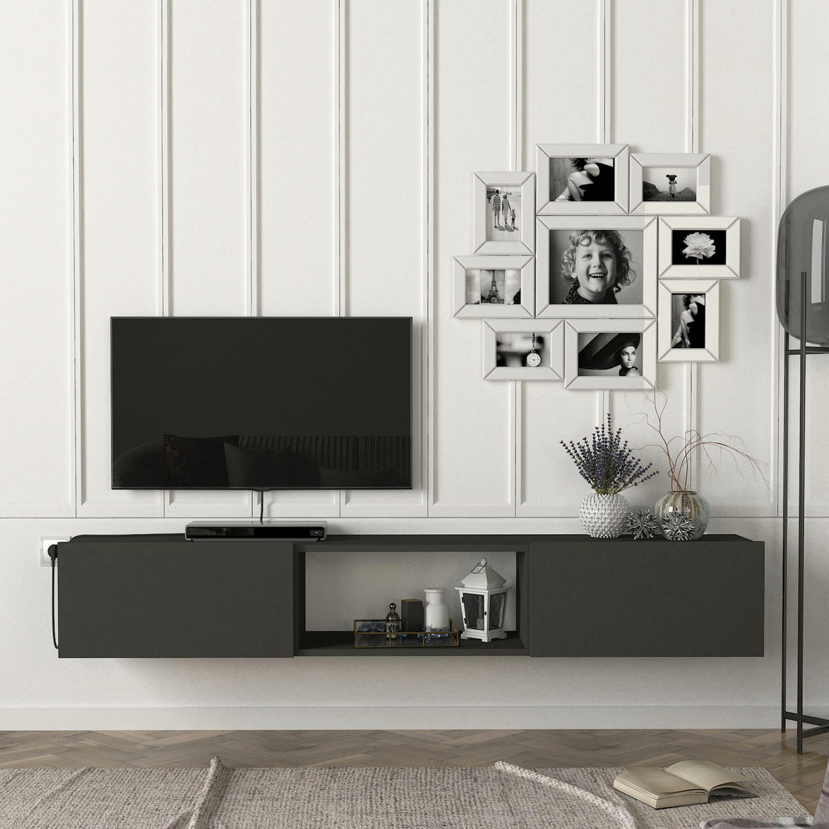 TV-ELEMENT Paltamo - Anthrazit, Holzwerkstoff (180/29.5/31cm) - [en.casa]