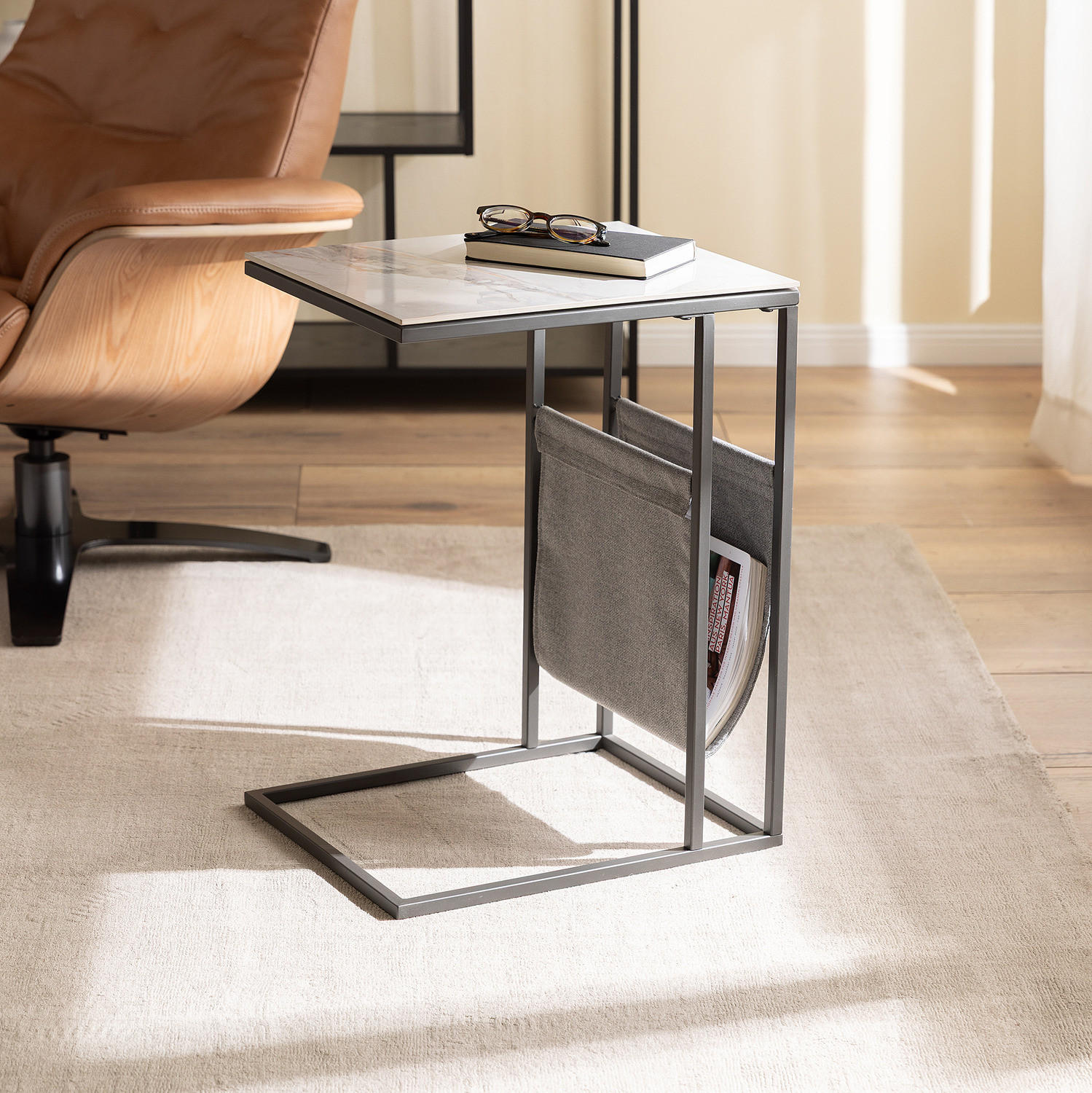 BEISTELLTISCH - Keramik / Stahl - Weiß, Keramik (36/45/60cm) - home24