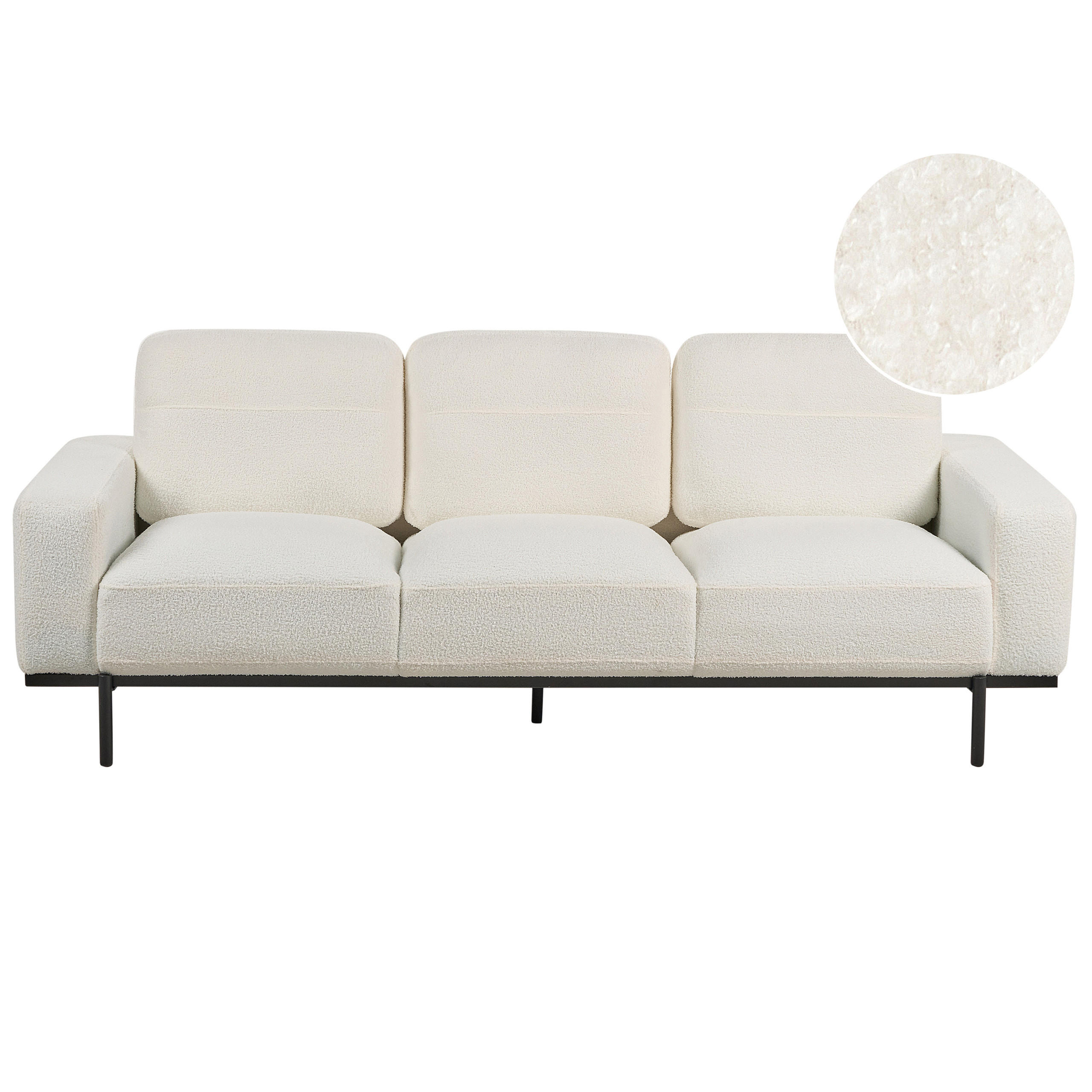 3-SITZER-SOFA Bouclé cremeweiß Sovik - Weiß, Textil (215/72/87cm) - Beliani