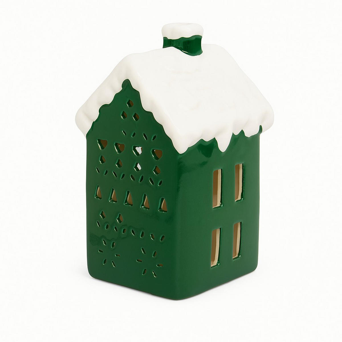 LED-LAMPE Hausform 13 cm - Grün, Keramik (7/12.7/7.7cm) - Home Styling Collection