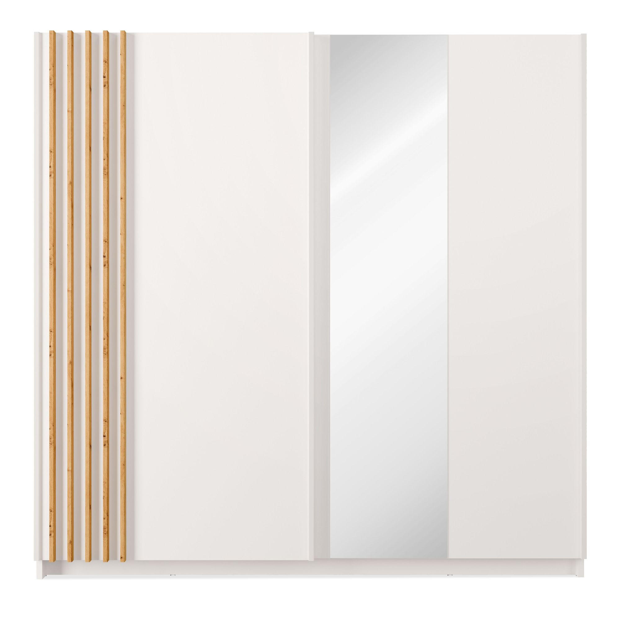Konsimo® Schiebeschrank Weiß, Eiche Artisan 200.2x198.5x62 cm