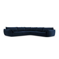 WENDBARES-ECKSOFA Kaelle aus Samt königsblau 7 Sitzplätze - Blau, Textil (286/286cm) - Micadoni