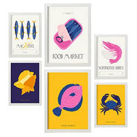 POSTER Set Mit 6 Lebensmittel Und Ernährungs Meeresfrüchte Natur Und Botanikdrucke Für Innenarchitektur A3 & A4 Weißer Rahmen - Weiß, Papier (29/3cm) - Nacnic