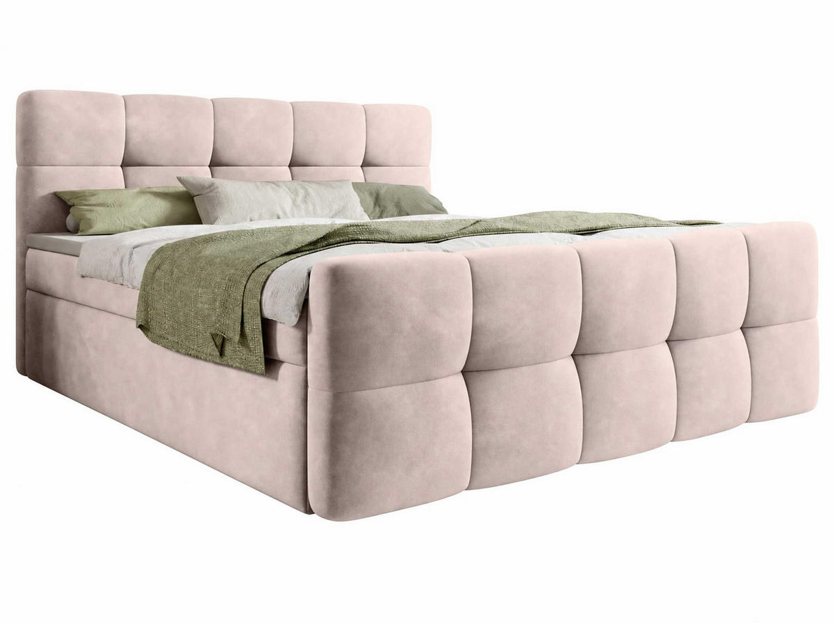 BOXBETT Modena 3 beige 180/200 cm mit Bettkasten - Beige, Textil (180/200cm) - wonello