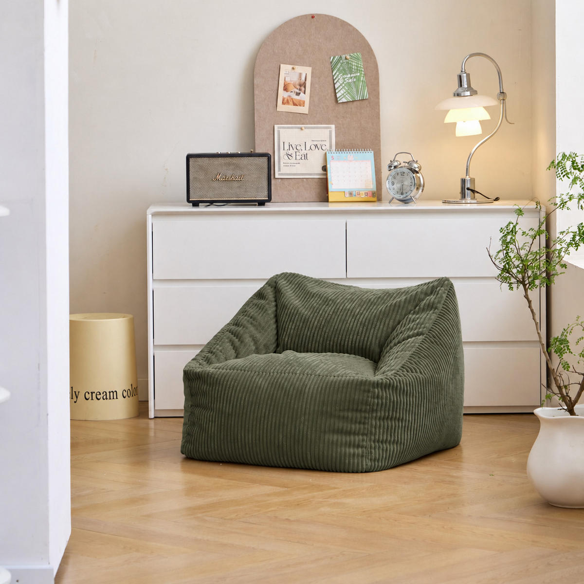 POUF kord Grün - Grün, Textil (55/44/55cm) - Nordlys