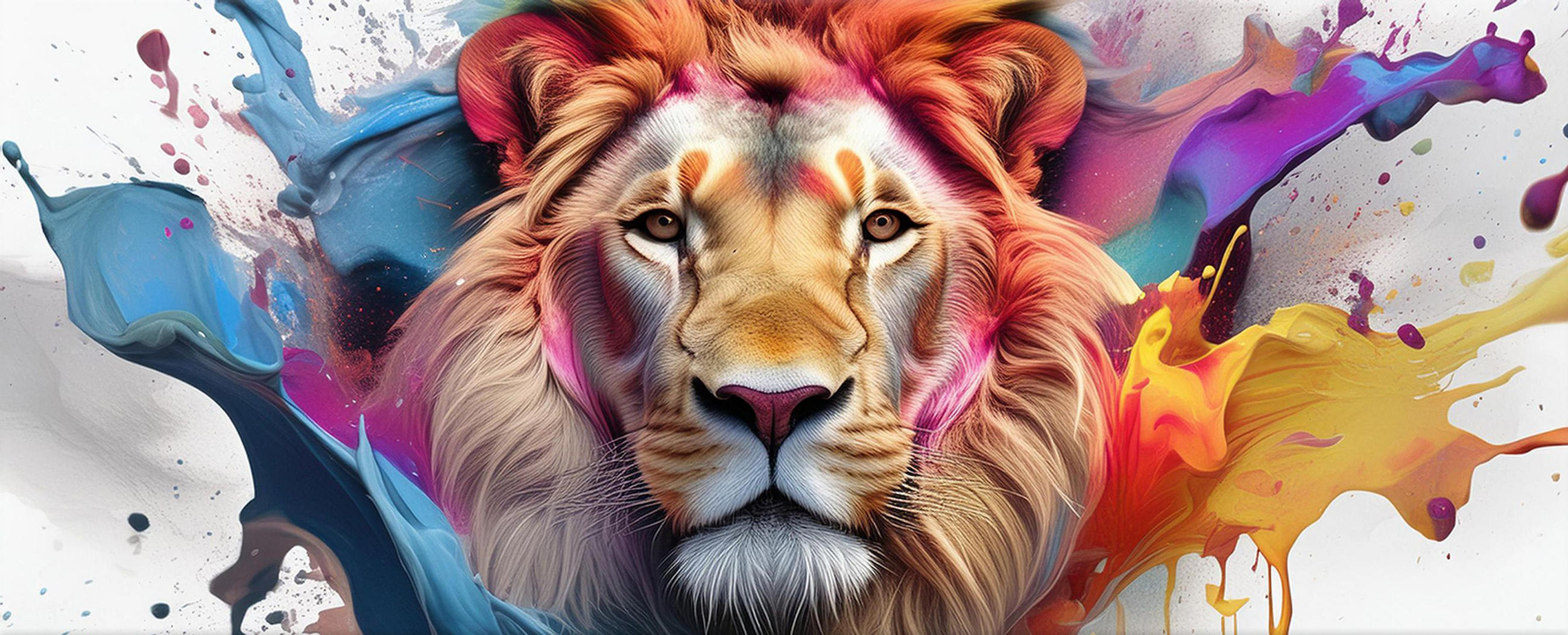 GLASBILD 125x50 cm Löwe bunt - Weiß, Glas (125/50cm) - artissimo