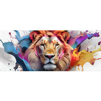 GLASBILD 125x50 cm Löwe bunt - Weiß, Glas (125/50cm) - artissimo