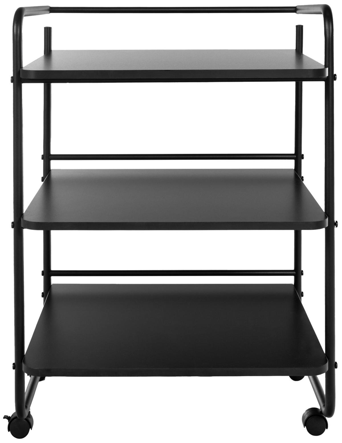 ROLLWAGEN BERTA 3 Ablagen Schwarz - Schwarz, Metall (61/82/51cm) - DELUKE