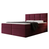 BOXBETT TIOLI 140x200 cm Bordeaux (Stoff Magic Velvet) - mit Bettkasten, Bonellmatratze und Paneel-Kopfteil - Bordeaux, Holzwerkstoff/Textil (140/200cm) - Ravio