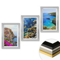 WANDBILDER 3er Set - 20x30 cm Silberner Rahmen - Meerblick, farbenfrohe Häuser - Silberfarben, Kunststoff (20/30cm) - ArtPrintCave