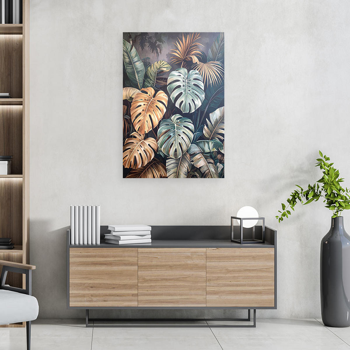WANDBILD, Monstera-Blätter Dschungel Natur Pflanzen - Grün, Textil (30/45cm) - Feeby