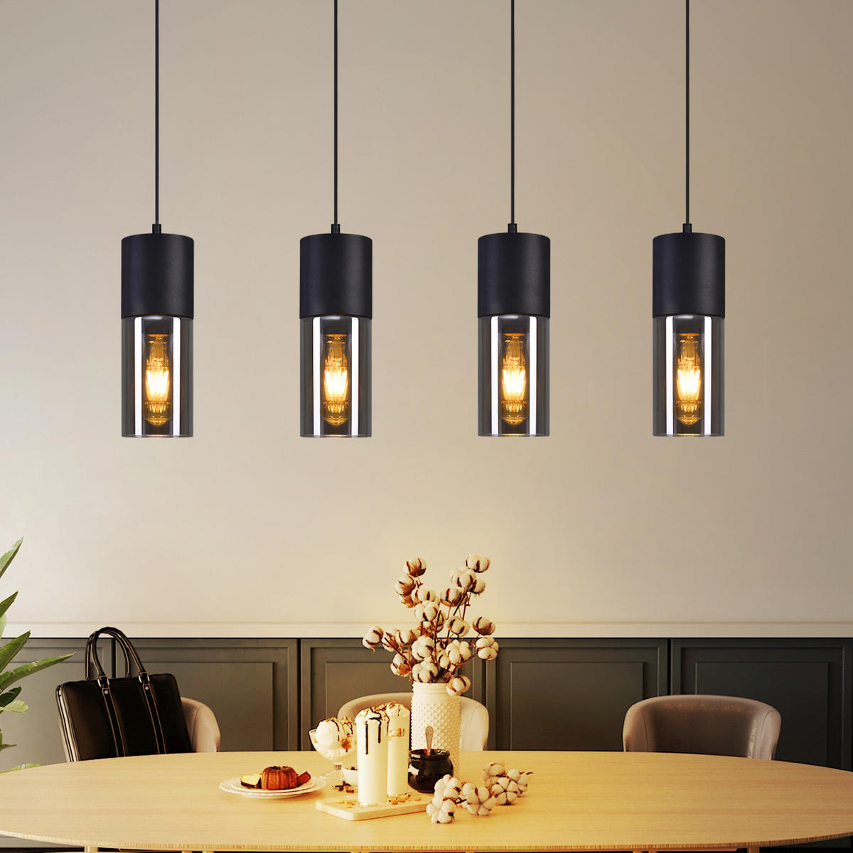 HÄNGELEUCHTE Kaelq 9/148/75 cm - Schwarz, Metall (75/9/148cm) - ZMH