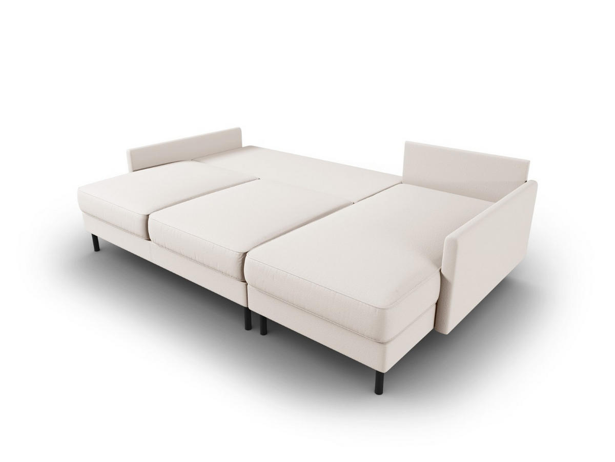 AUSKLAPPBARES-ECKSOFA rechts mit Container Scott aus strukturiertem Stoff leichtes beige 5 Sitzplätze - Beige, Textil (142/212cm) - Micadoni