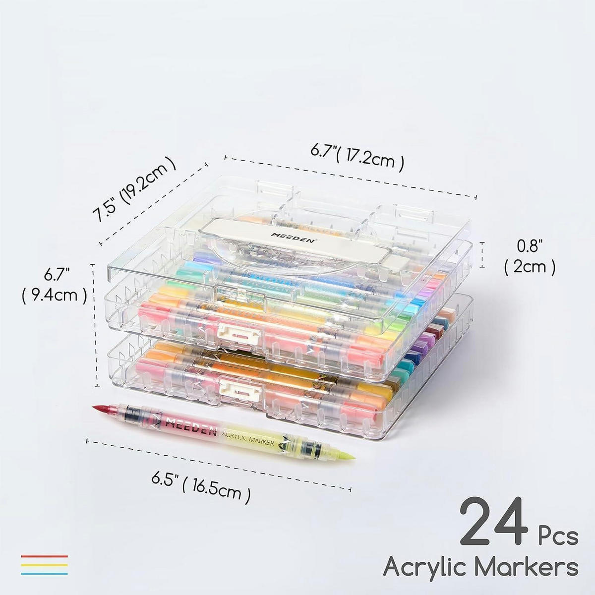 ACRYLSTIFTE Set 48 Farben Doppelspitze Pinselspitze - Multicolor, Kunststoff (1/1/17cm)