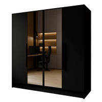 SCHRANK Schwarz LUSO Mit Spiegel Und Schwarzen Griffen 200 g - Schwarz, Holzwerkstoff (200/200/51cm) - Sepro Meble