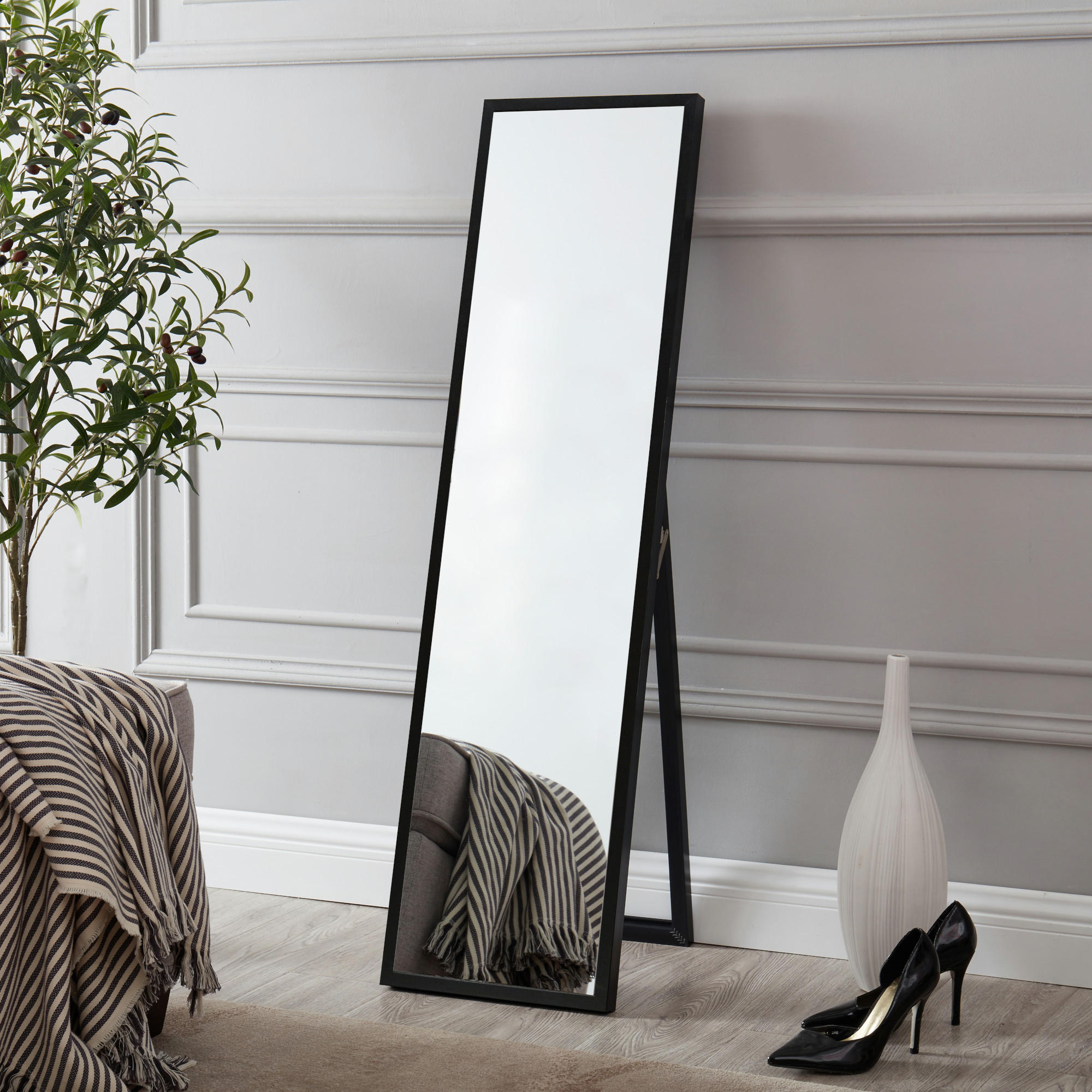 STANDSPIEGEL Giovinazzo - Schwarz, Glas/Holzwerkstoff (35/152.8/150cm) - [en.casa]