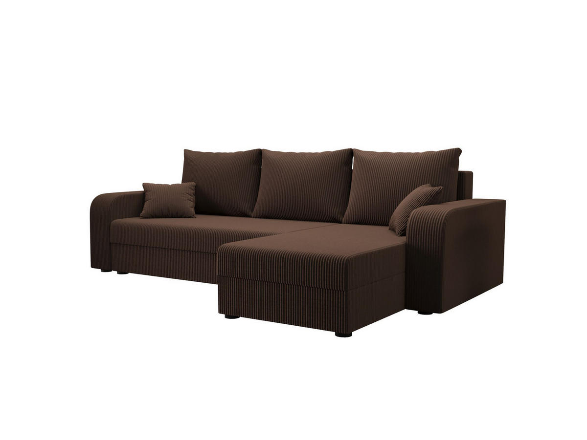 ECKSOFA HEWLET L BIS Zoom 5 Rechts mit Schlaffunktion - Braun, Textil (240/140cm) - Bedante