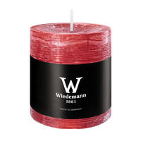 STUMPENKERZE Rustik Marble Style Rubin Rot 80 x Ø 68 mm, 1 Stück - Rot, Paraffin (7/8cm) - Wiedemann Kerzen