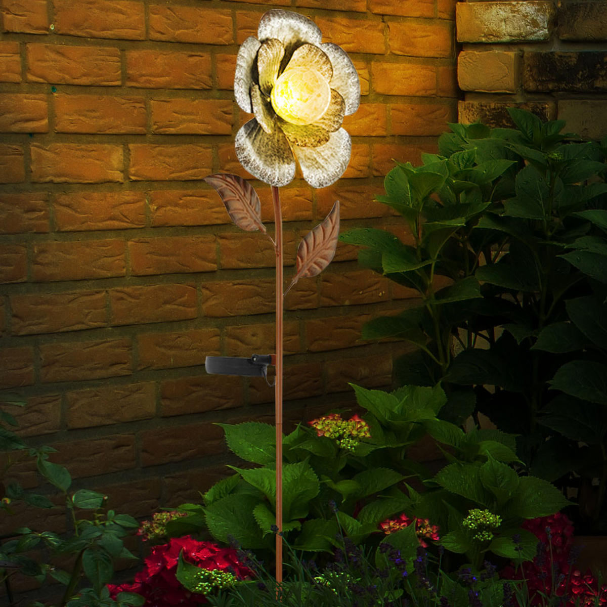 LED AUSSENLEUCHTE Blumen Design Braun - Braun, Metall (19.5/8/75cm)