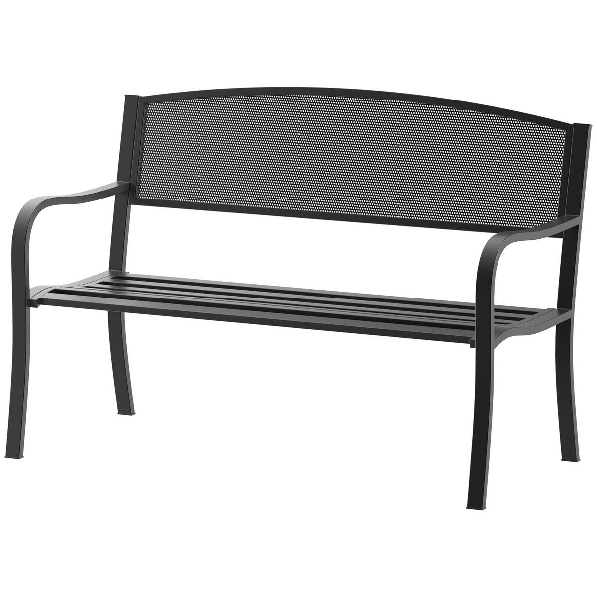 GARTENBANK,2-SITZER Stahlgewebe Rückenlehne,schwarz - Schwarz, Metall (127/87/60cm) - Vallsero