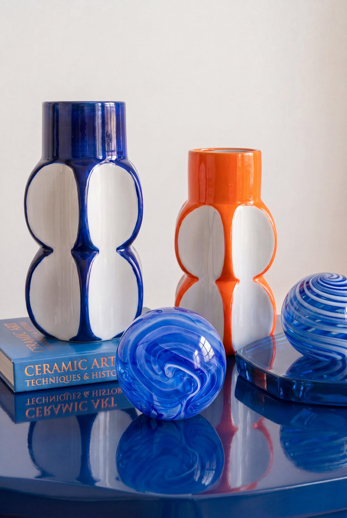 BRIEFBESCHWERER BALL (2ER SET) - Blau, Glas (10/10/10cm) - J-Line